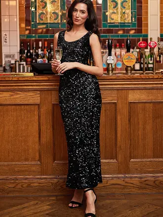 Angel Eyes Black Sequin Midi