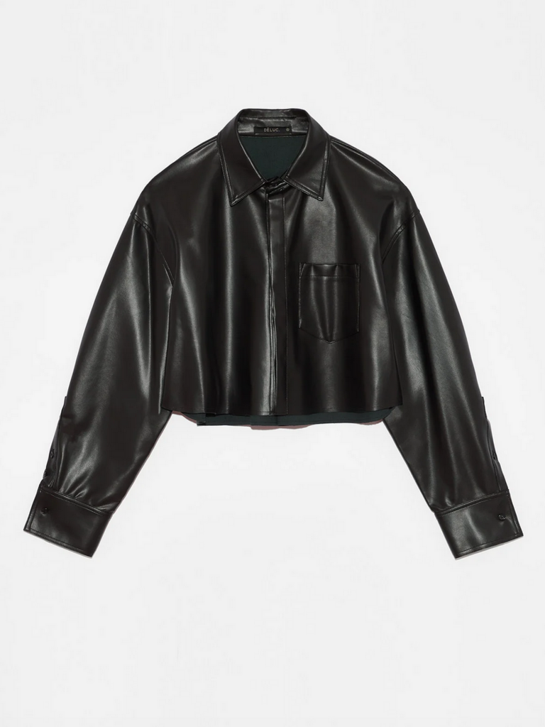 Deluc Crop Faux Leather Shirt