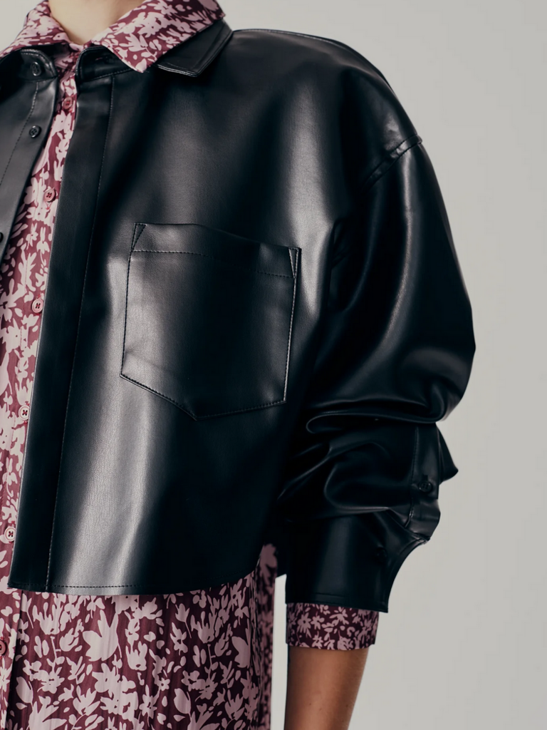 Deluc Crop Faux Leather Shirt