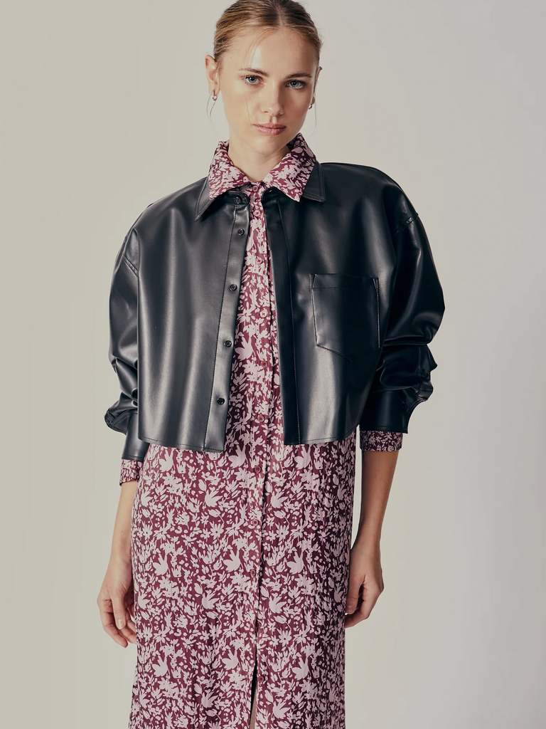 Deluc Crop Faux Leather Shirt