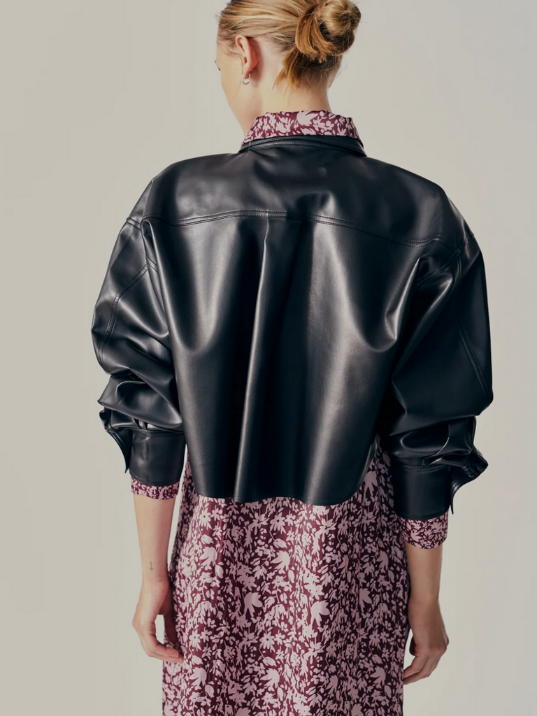 Deluc Crop Faux Leather Shirt