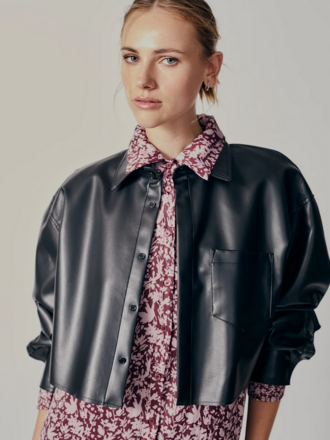 Deluc Crop Faux Leather Shirt