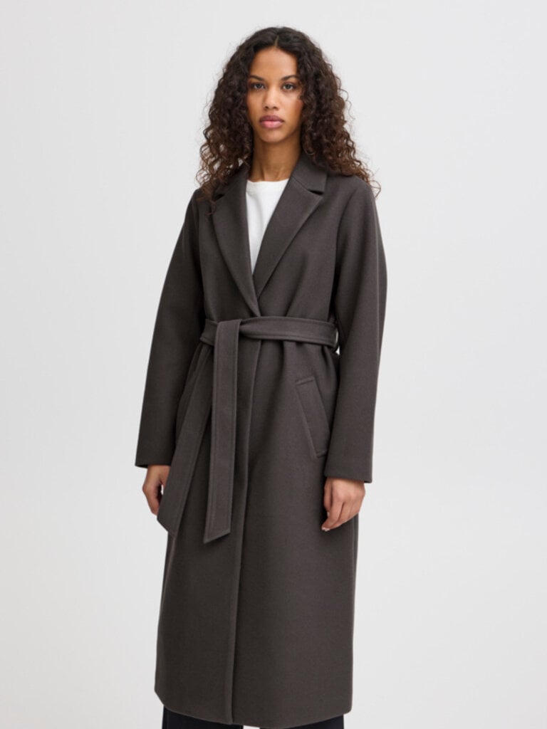 ICHI Grey Wrap Coat