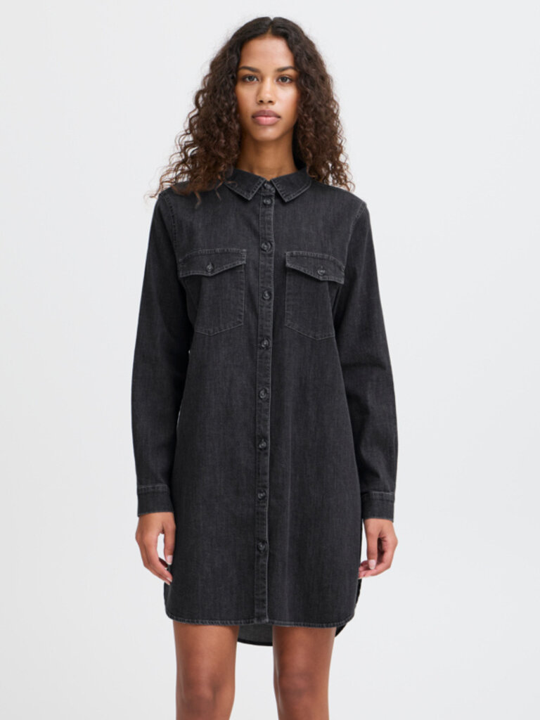 ICHI Grey Chambray Dress