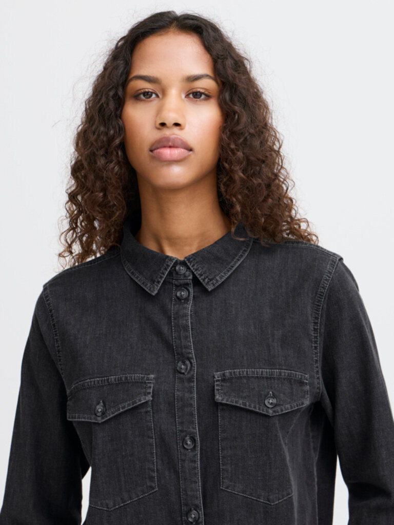 ICHI Grey Chambray Dress