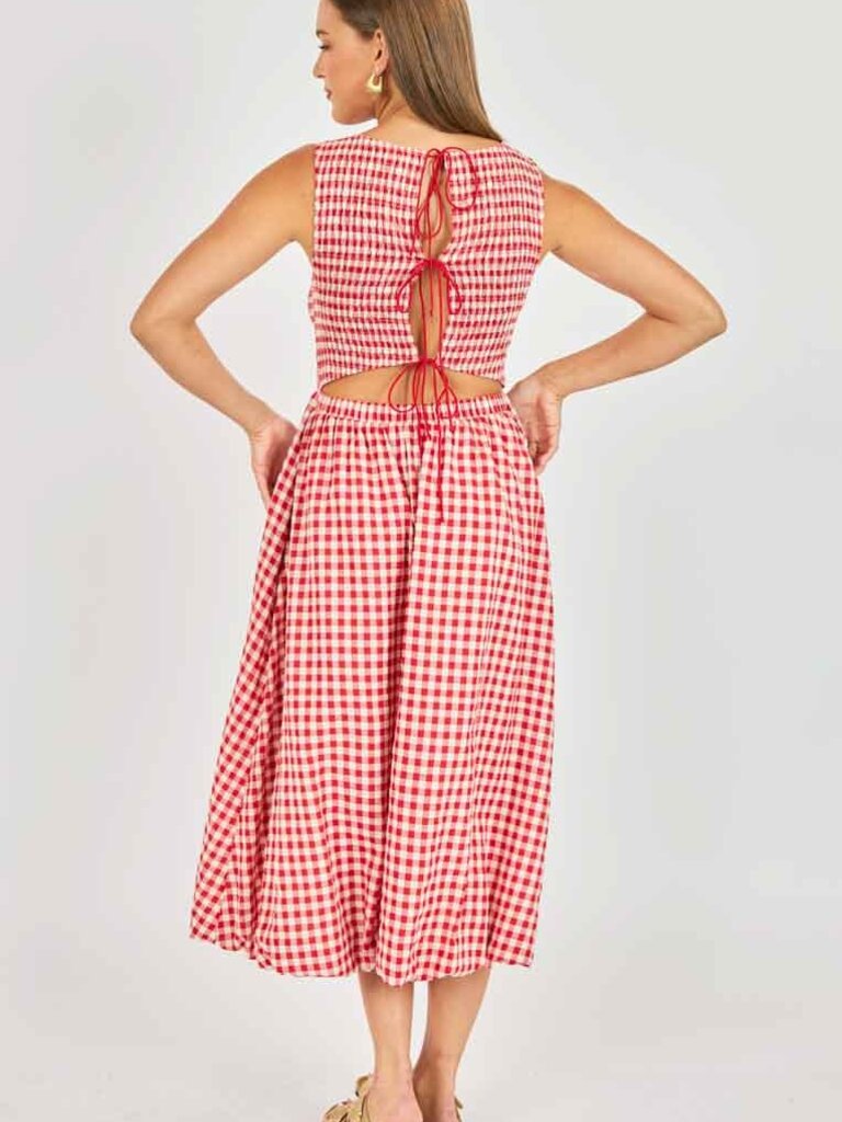 Sadie & Sage Red & Ivory Gingham Smock Dress