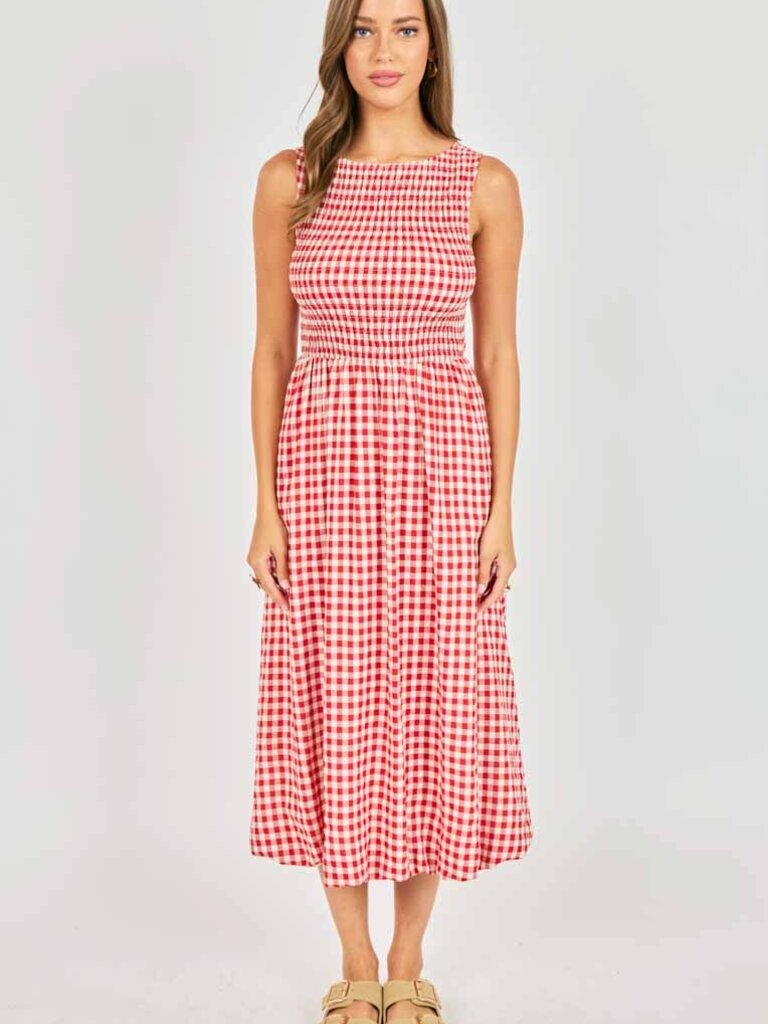 Sadie & Sage Red & Ivory Gingham Smock Dress
