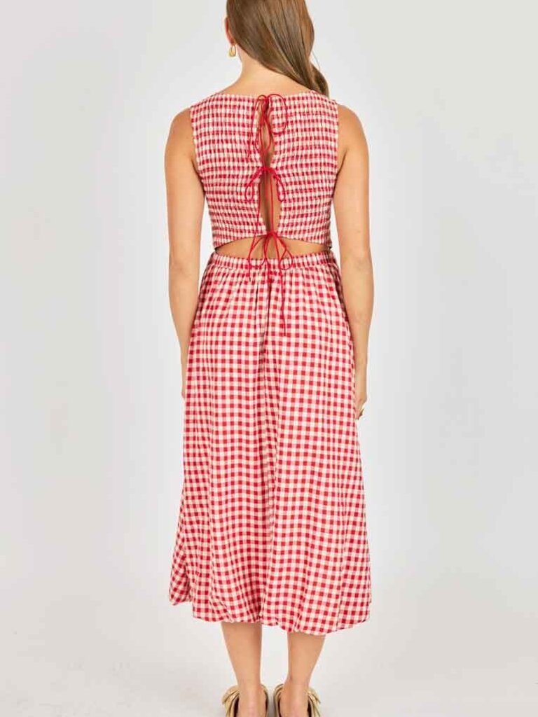 Sadie & Sage Red & Ivory Gingham Smock Dress