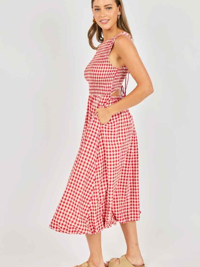 Sadie & Sage Red & Ivory Gingham Smock Dress