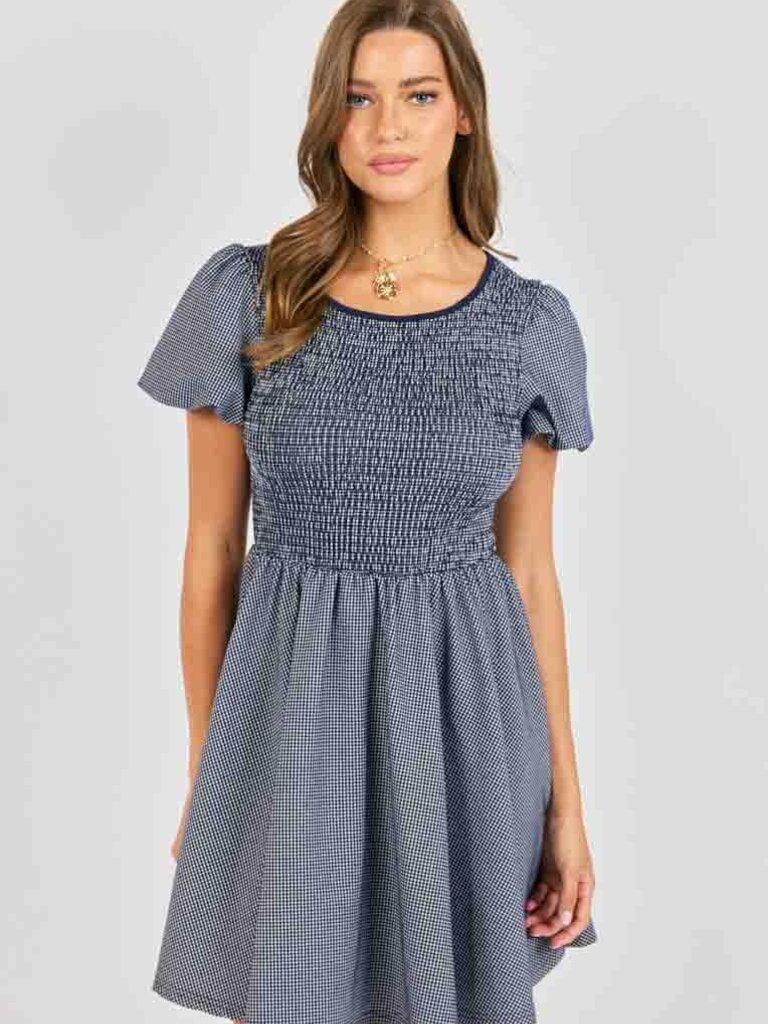 Sadie & Sage Navy & White Smocked Mini