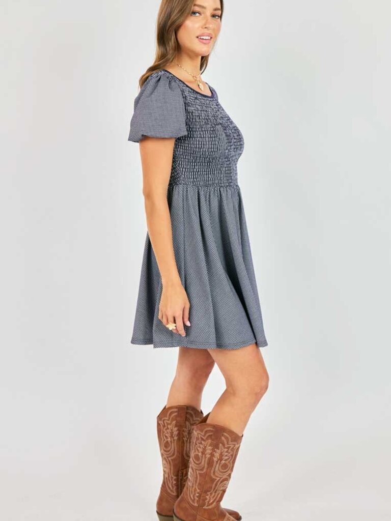 Sadie & Sage Navy & White Smocked Mini