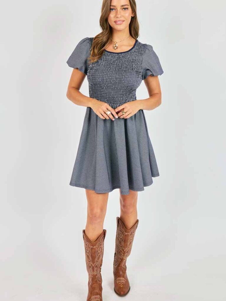 Sadie & Sage Navy & White Smocked Mini