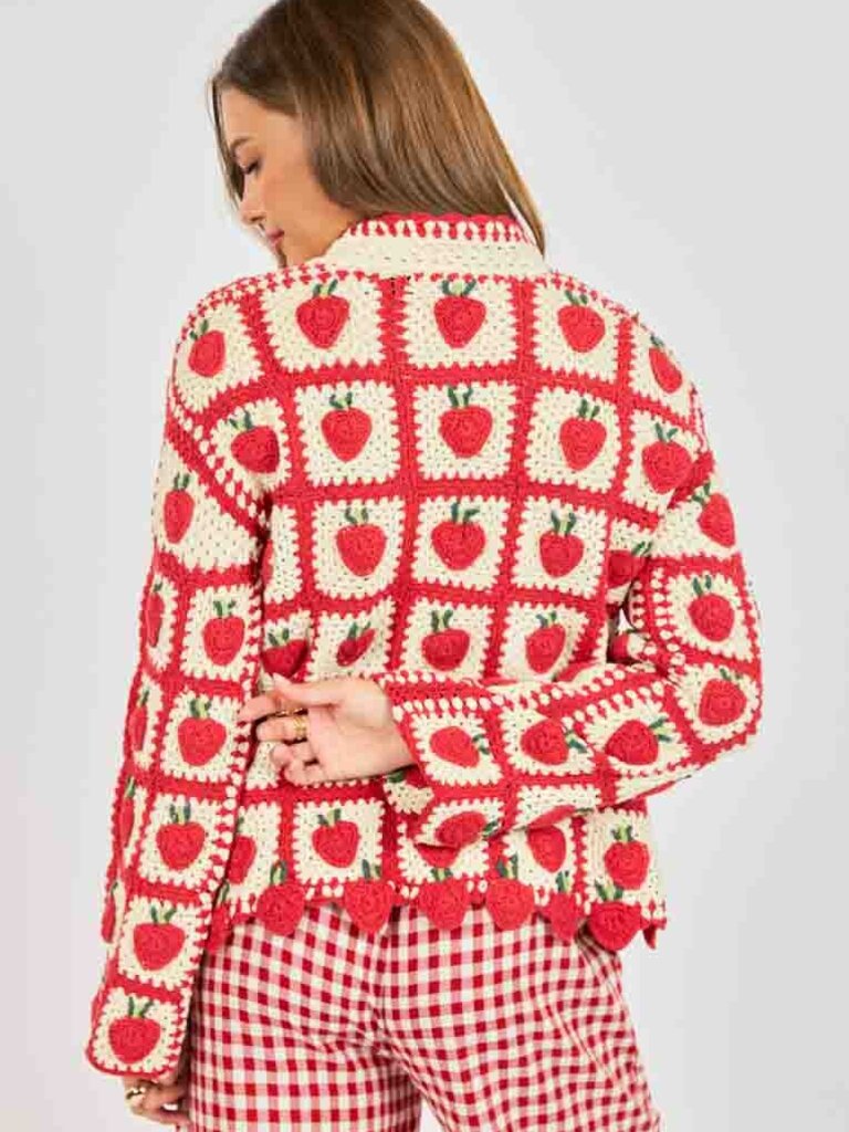 Sadie & Sage Strawberry Crochet Cardi