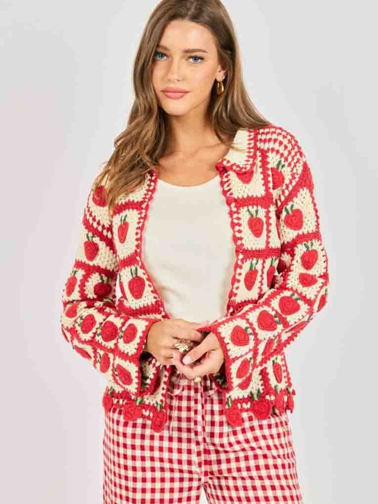 Sadie & Sage Strawberry Crochet Cardi
