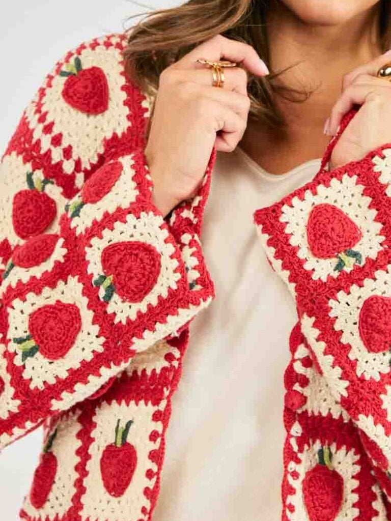 Sadie & Sage Strawberry Crochet Cardi