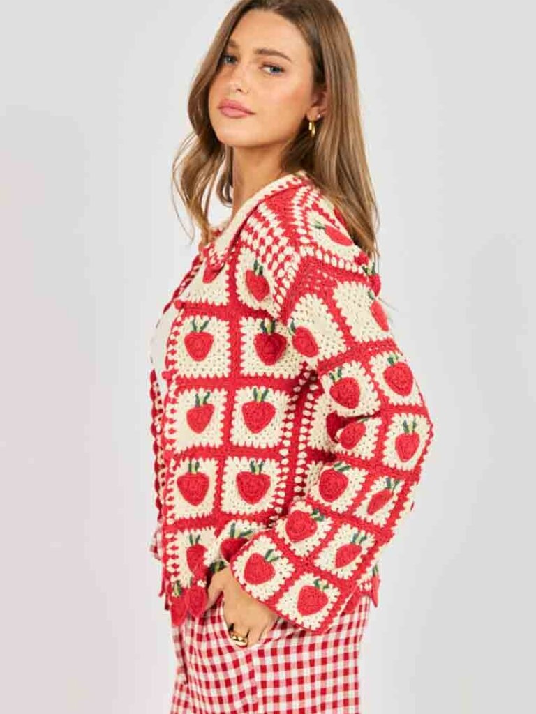 Sadie & Sage Strawberry Crochet Cardi