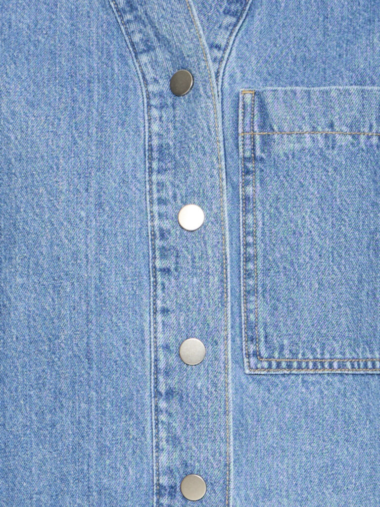 B. Young Kacey Collar-less Denim Shirt