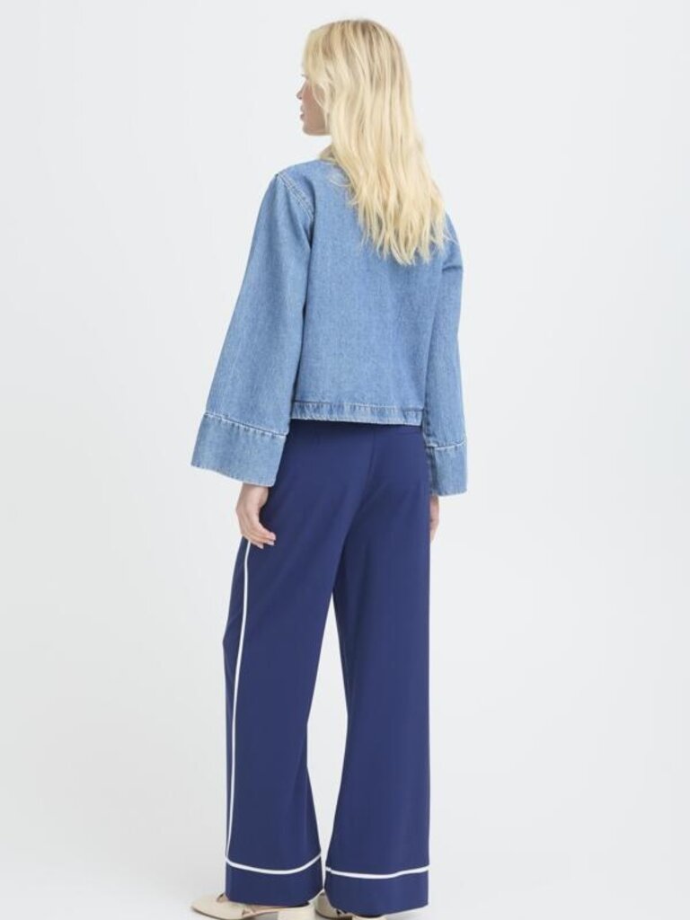 B. Young Kacey Collar-less Denim Shirt