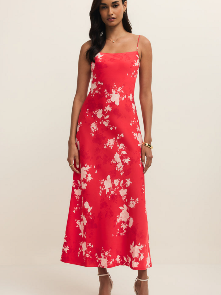 Z Supply Red & Pink Floral Maxi Dress