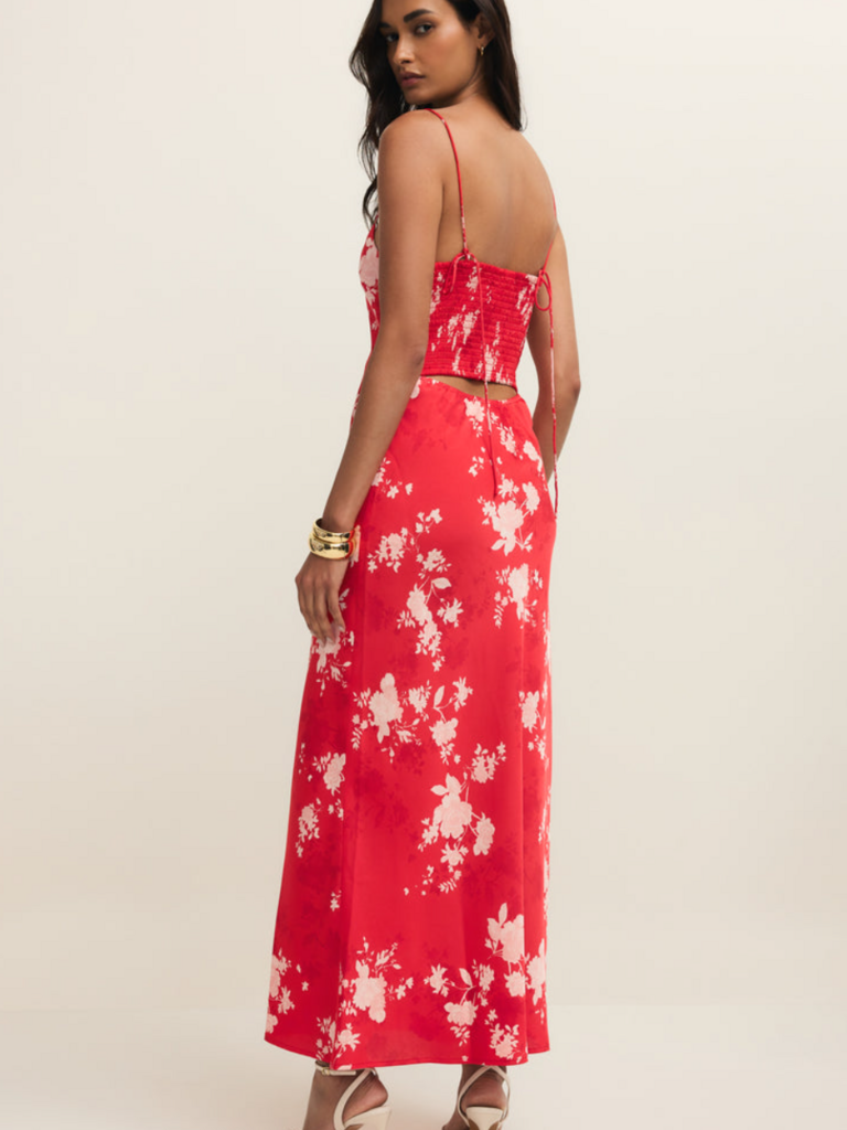Z Supply Red & Pink Floral Maxi Dress