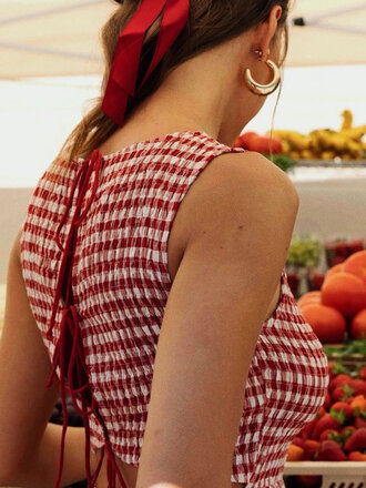 Sadie & Sage Red & Ivory Gingham Smock Dress