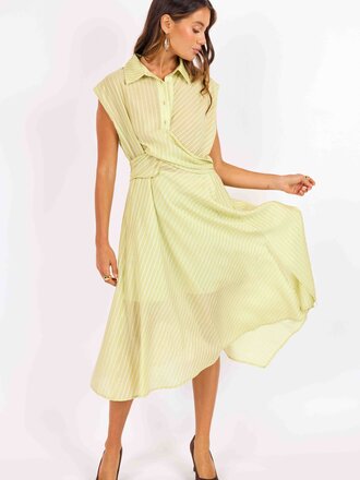 Sage The Label Lime Ivory Button Midi