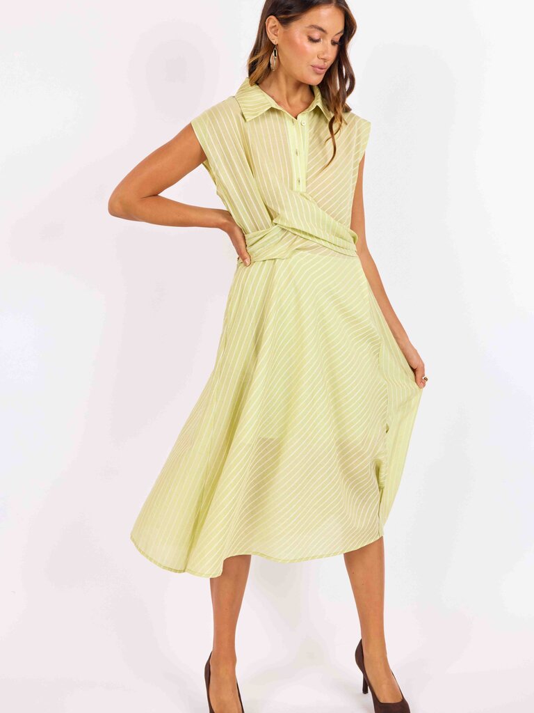 Sage The Label Lime Ivory Button Midi