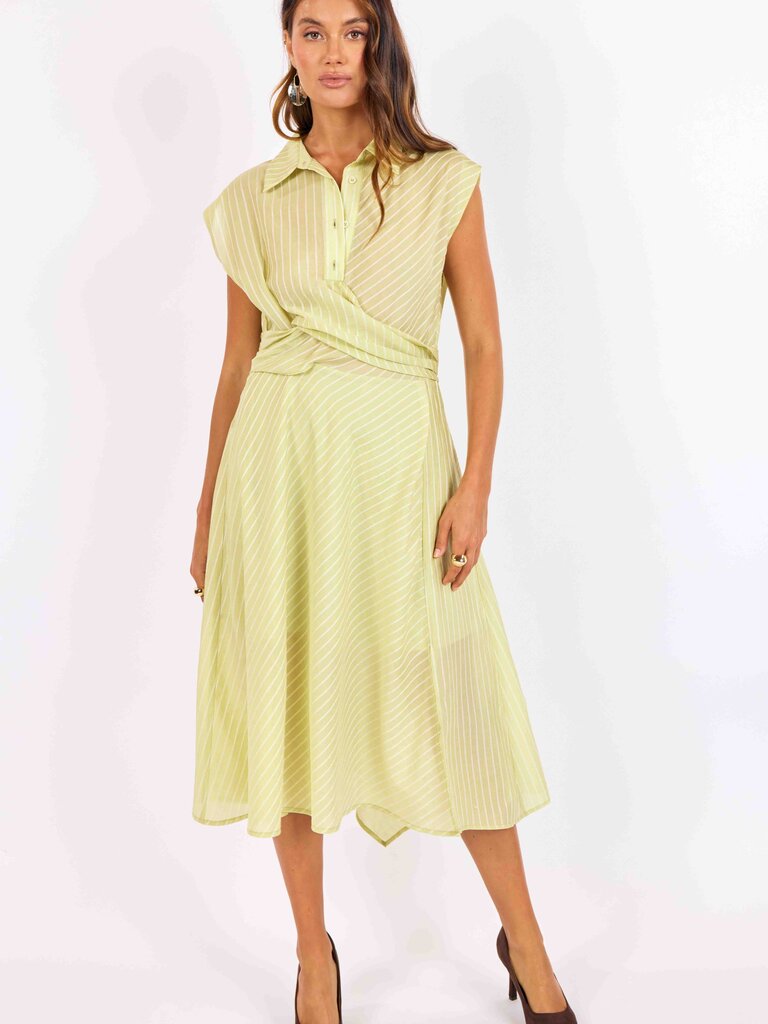 Sage The Label Lime Ivory Button Midi