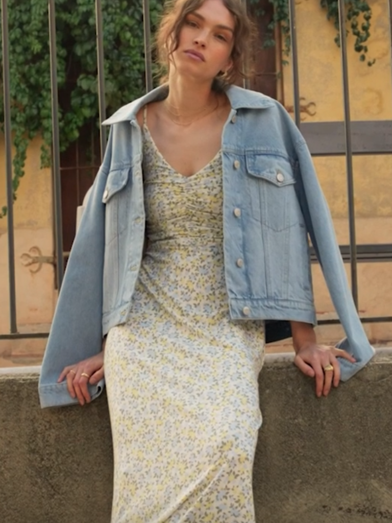 Z Supply Yellow Blue Ditsy Dress