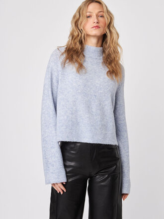 John & Jenn Sky Blue Mock Neck Knit