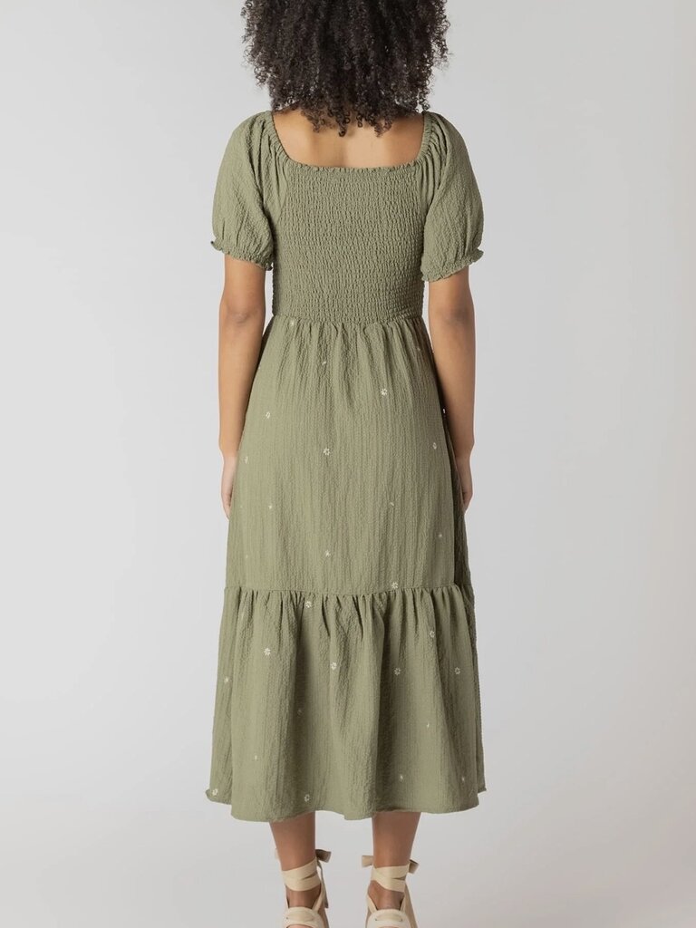 Room34 Sage Smocked Midi