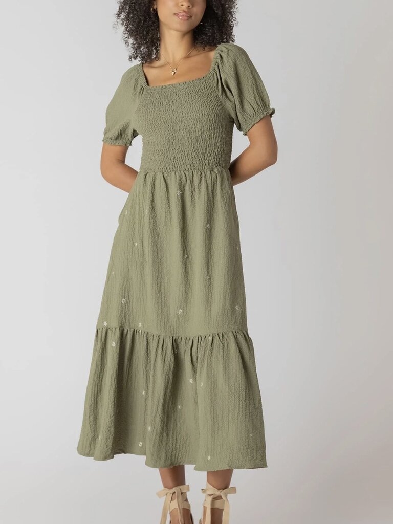 Room34 Sage Smocked Midi