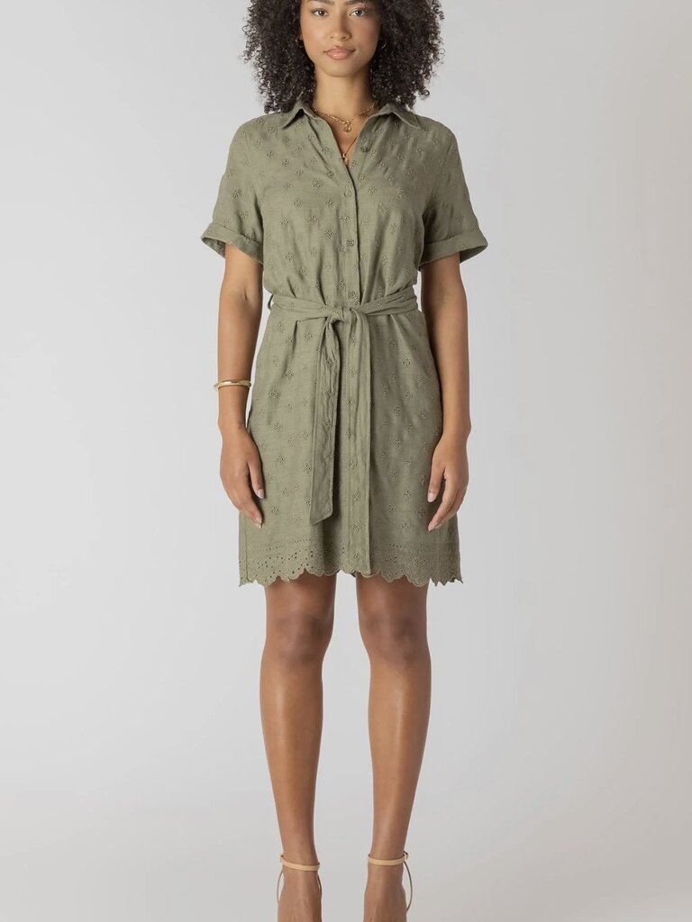 Room34 Sage Eyelet Shirt Dress