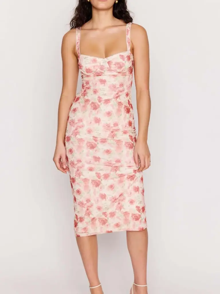 Mink Pink Faded Rose Bustier Midi