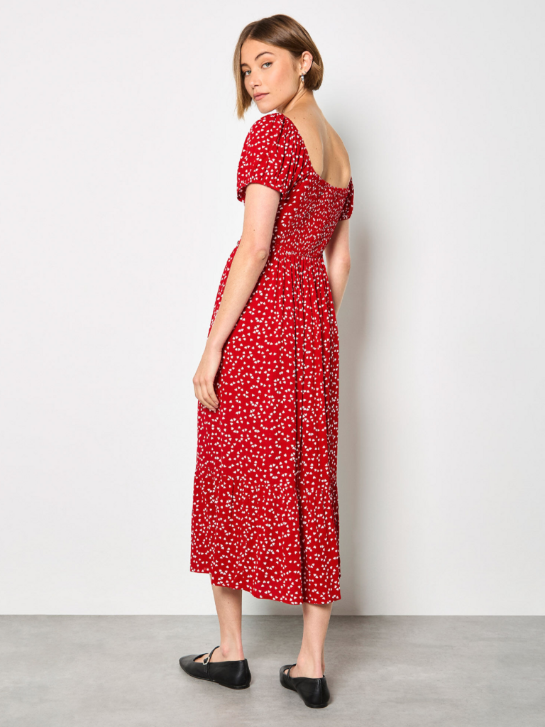 Apricot Mini Hearts Midi Dress