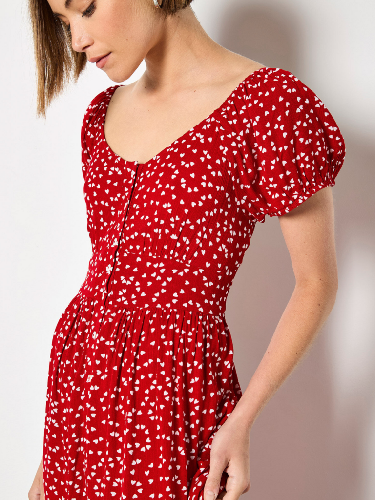 Apricot Mini Hearts Midi Dress