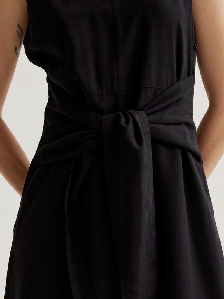 Wild Pony Tie Front Black Midi Dress