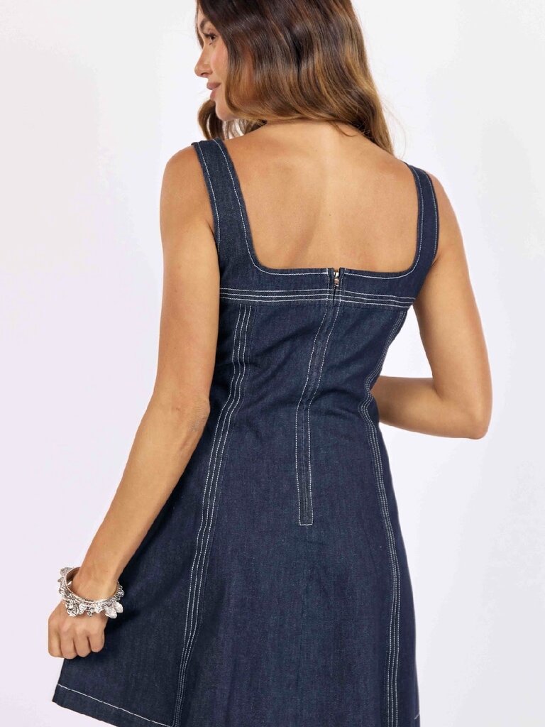 Sage The Label Exposed Stitch Denim Mini