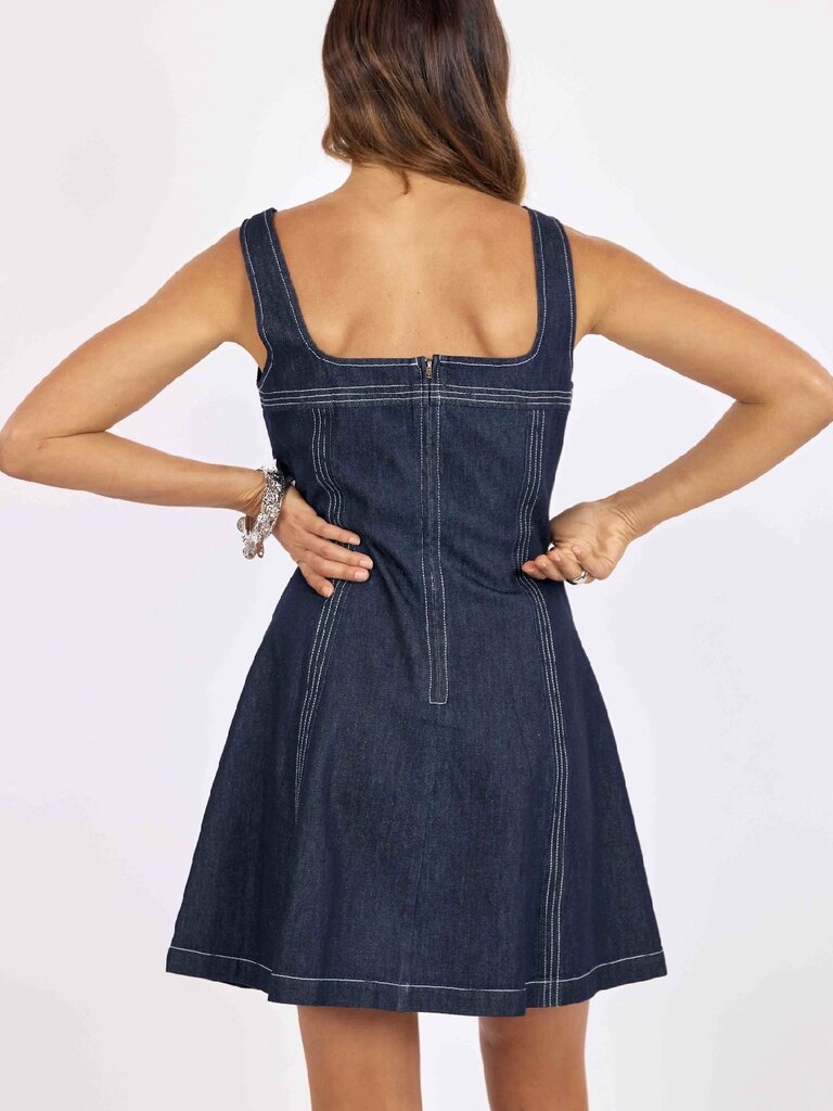 Sage The Label Exposed Stitch Denim Mini