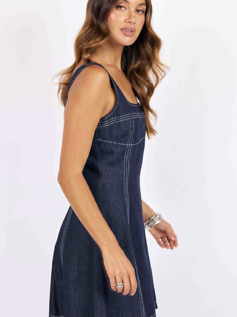 Sage The Label Exposed Stitch Denim Mini