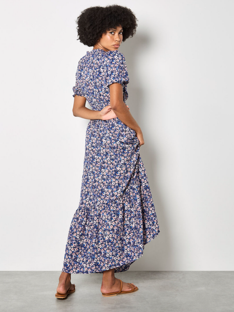 Apricot Blue Floral Smock Maxi