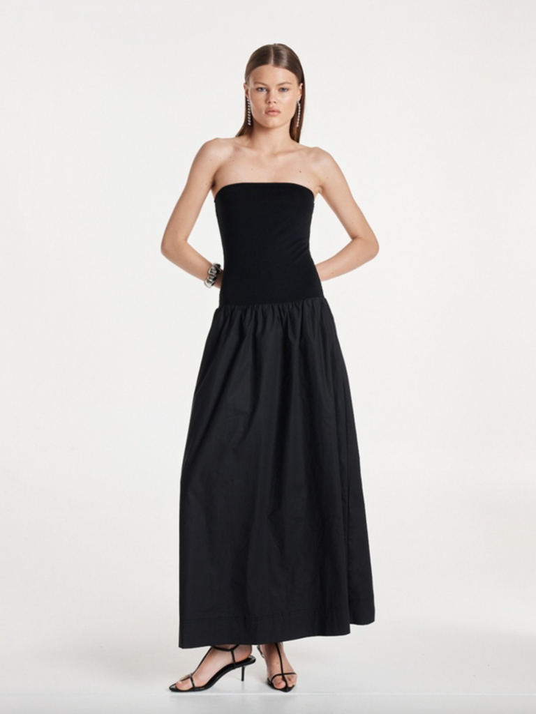 Madison The Label Mixed Fabric Strapless Dress