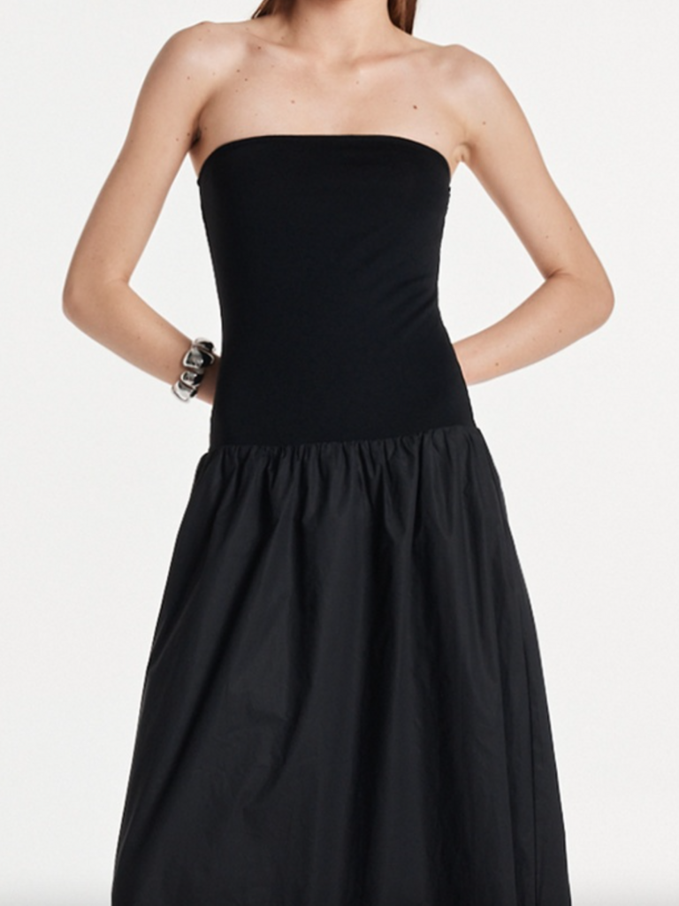 Madison The Label Mixed Fabric Strapless Dress