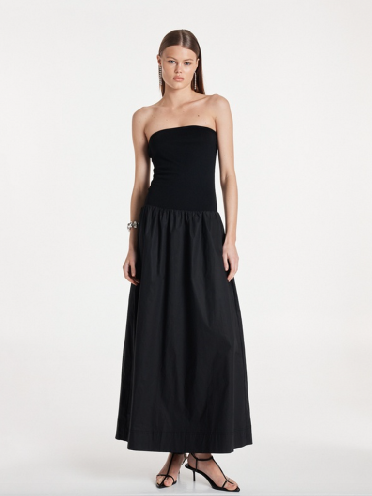 Madison The Label Mixed Fabric Strapless Dress