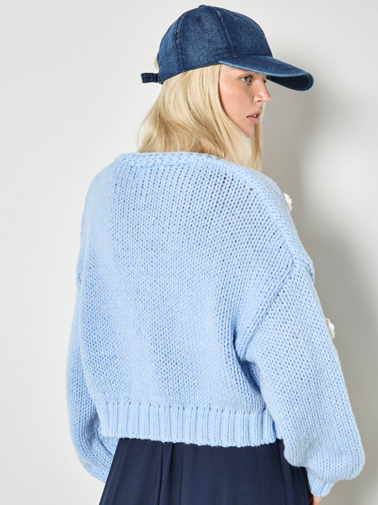 Apricot Blue Daisy Open Knit