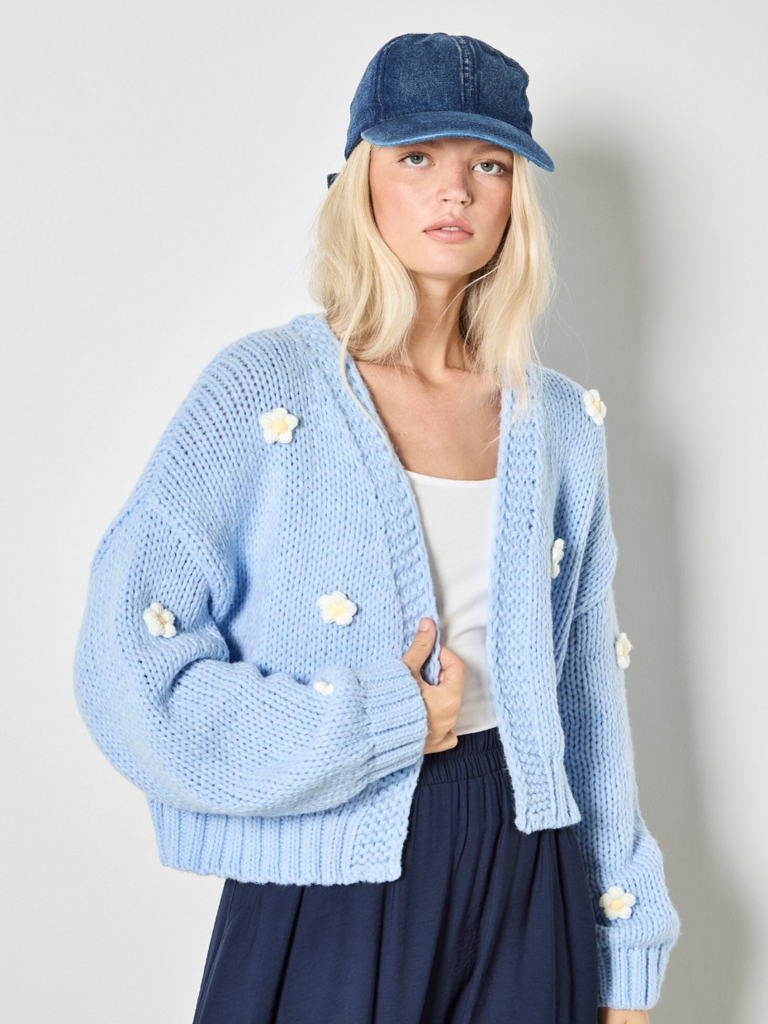 Apricot Blue Daisy Open Knit