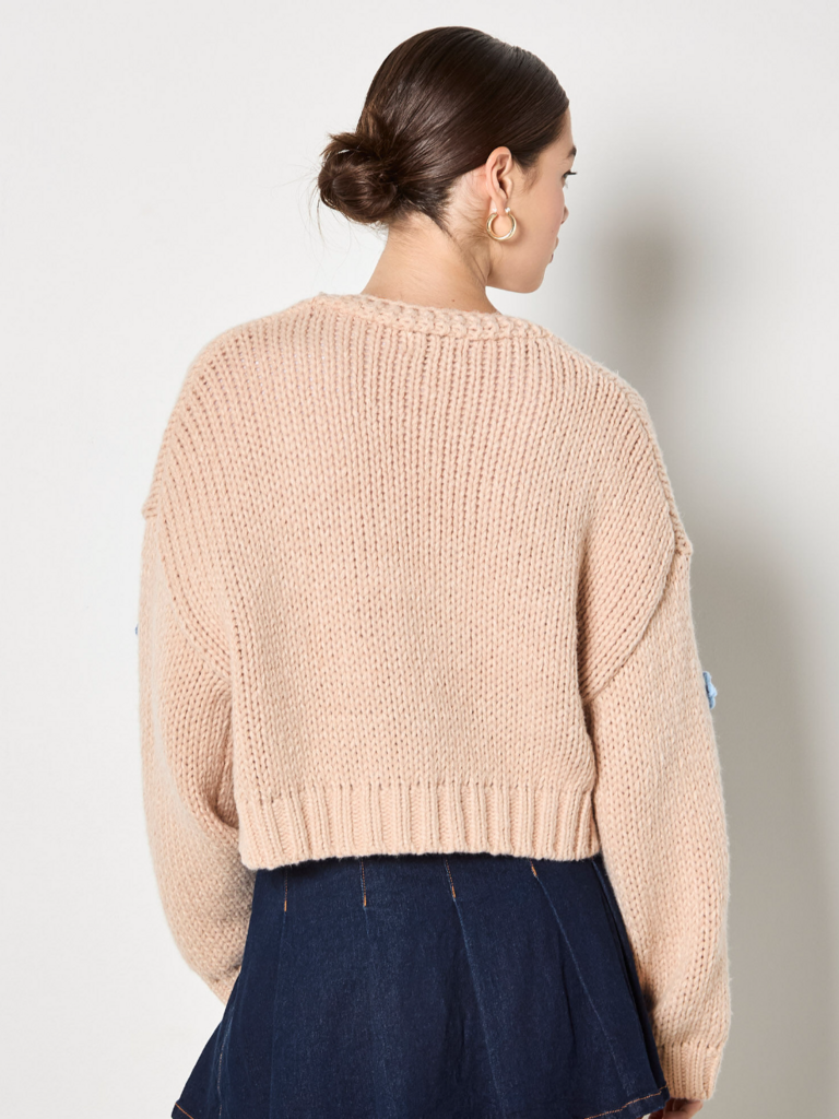 Apricot Oat Floral Open Cardi