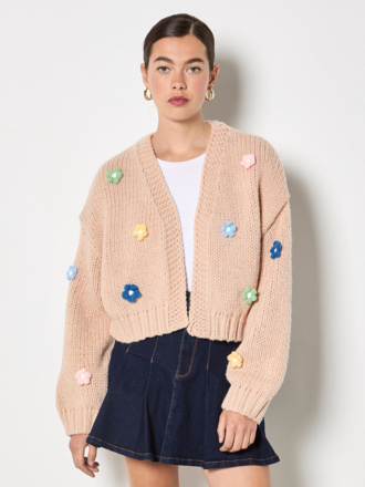 Apricot Oat Floral Open Cardi