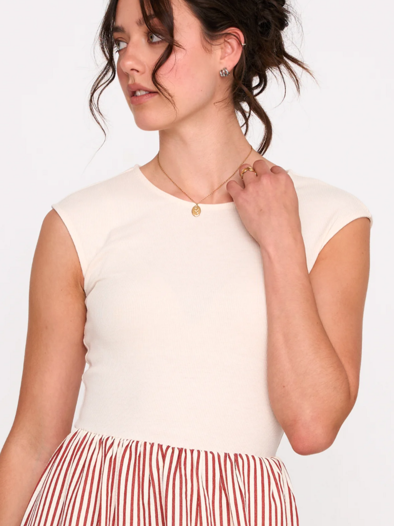 24 Colours Terracotta Stripe Dress