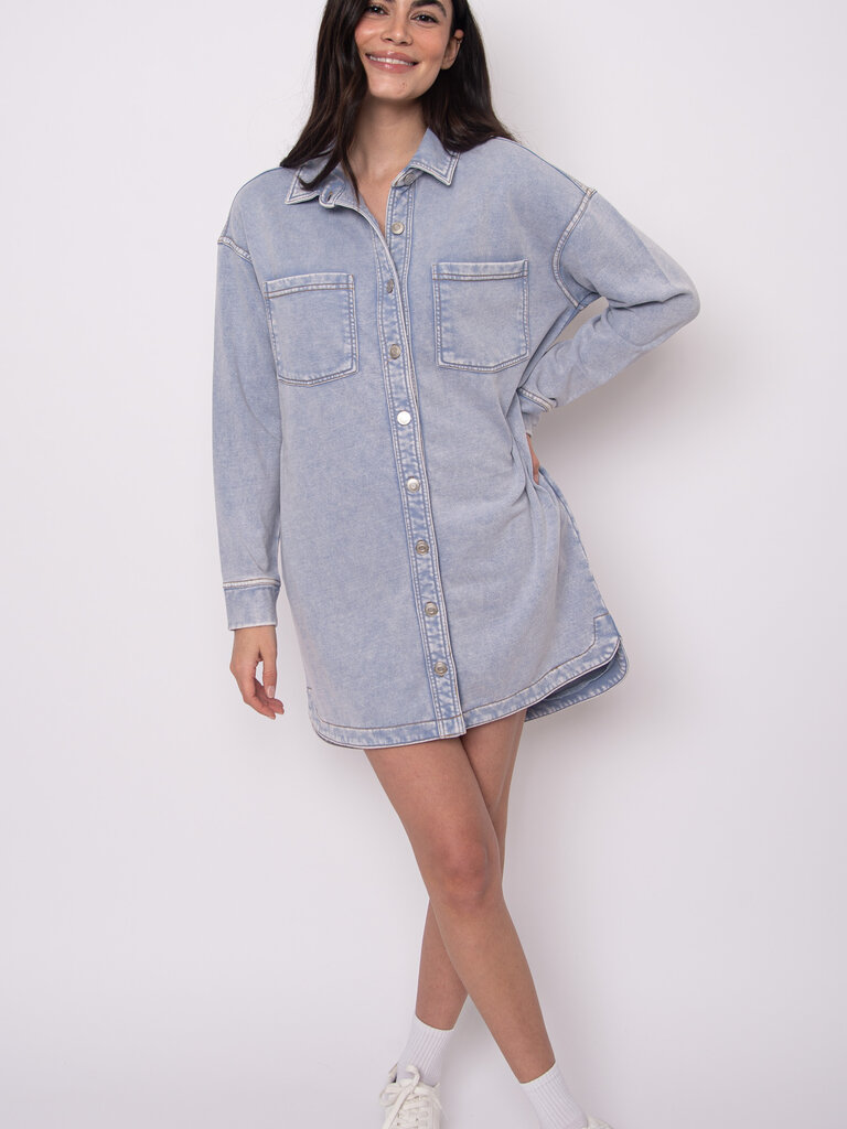 RD Style Soft Chambray Shirt Dress